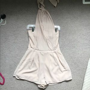 Tobi Nude Romper with wrapped neck tie